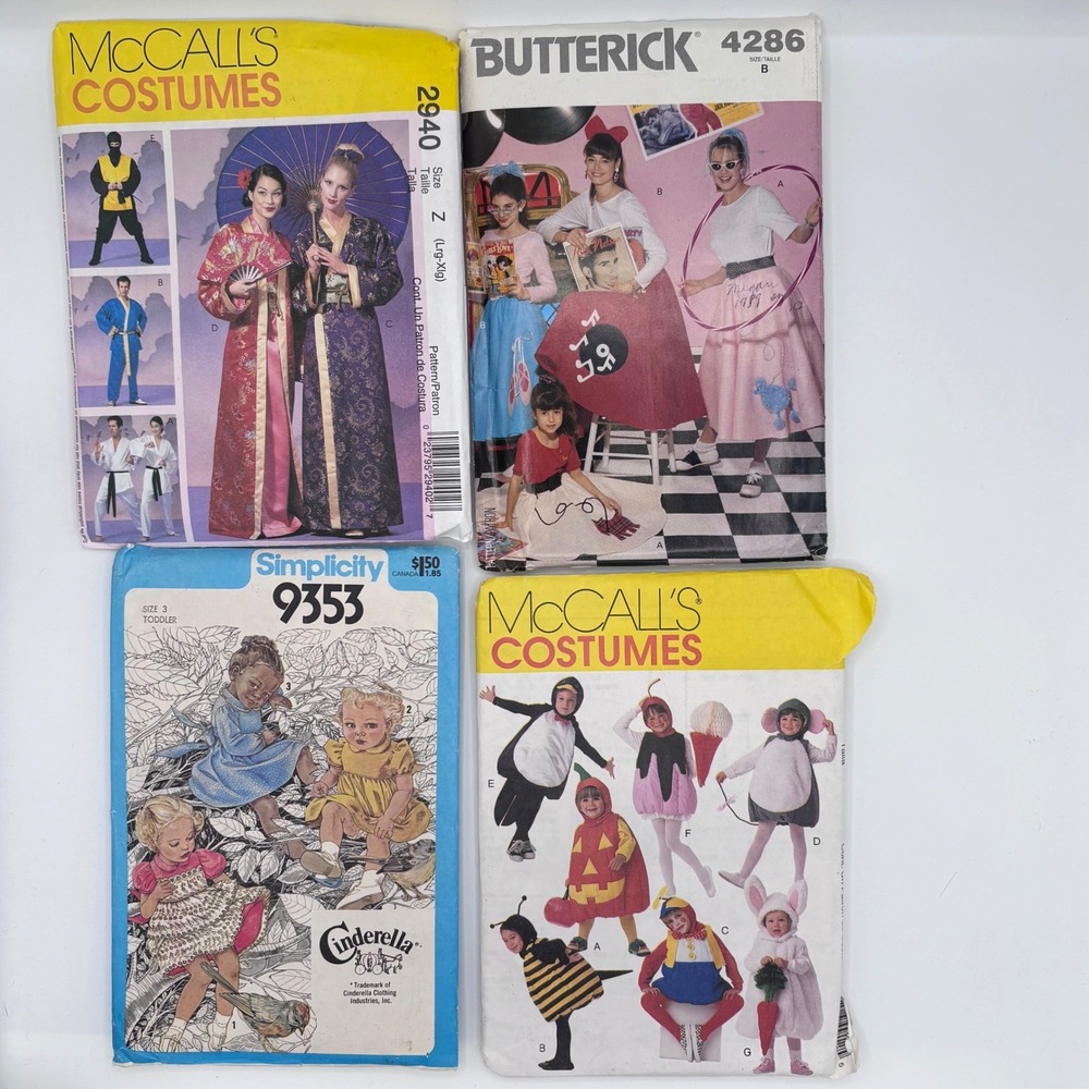 UNCUT Vintage Sewing Pattern Lot | Costumes, Cinderella, Sock Hop, Kimono, 70s